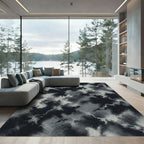 Monochrome Abstract Smoked Marble Swirl Rug