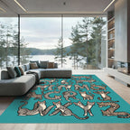 Gray Tabby Cats Alphabet Composition Rug
