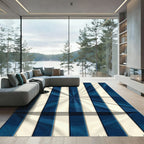 Navy and Cream Sunburst Striped Rug