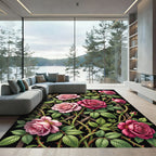 Romantic Climbing Pink Rose Trellis Rug