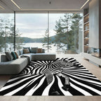 Bold Black and White Zebra Swirl Rug
