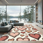 Charming Blush Pink Floating Heart Illustration Rug