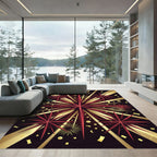 Crimson Starburst Confetti Blast Rug