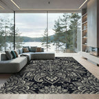 Monochrome Mandala Paisley Floral Medallion Rug