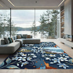 Coastal Blue Floral Weathered Shore Area Rug