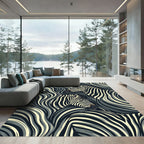 Monochrome Zebra Wild Swirls Rug