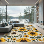 Golden Yellow Sunflower Botanical Repeat Rug