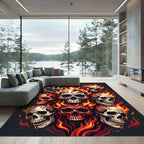 Fiery Flaming Skulls Inferno Graphic Rug
