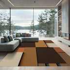Earthy Tones Abstract Geometric Blocks Rug