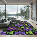 Rich Purple Clematis Garden Vines Rug