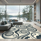 Gray Swirls Silhouettes Cats Rug