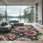 Romantic Dahlia Blossom Watercolor Botanical Art Rug