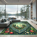 Ornate Pomegranate Birds Garden Scene Rug