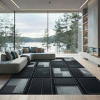 Gray Concrete Panel Grid Rug