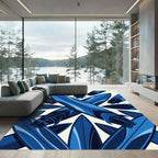 Geometric Cobalt Surfboard Abstract Composition Rug