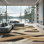 Earthy Tones Abstract Stripe Waves Rug