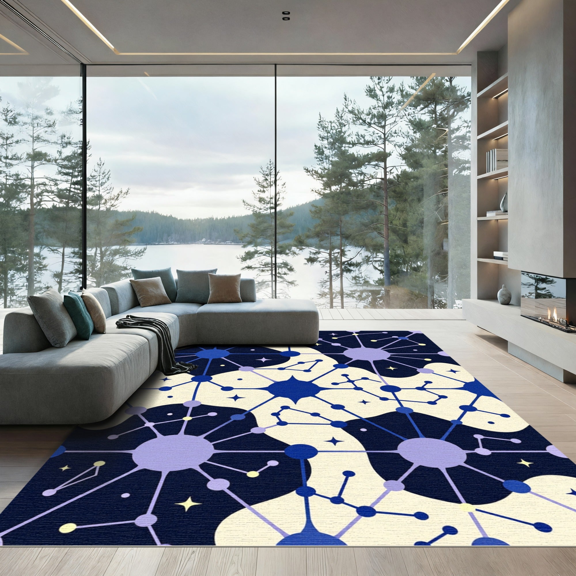 Cosmic Celestial Constellation Molecules Rug