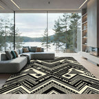 Black Cream Tribal Sun Tipi Zigzag Rug