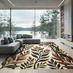 Earthy Brown Botanical Arch Foliage Rug