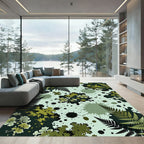Earthy Fern Splash Abstract Rug