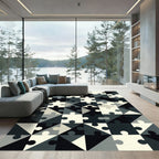 Monochromatic Geometric Jigsaw Puzzle Area Art Rug