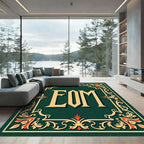 Ornate Gold Red Scrollwork Border EOM Rug