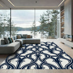 Midnight Blue Interlocking Ornate Swirl Rug