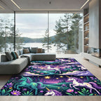 Whimsical Pastel Unicorn Starry Nightscape Rug