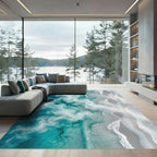 Ethereal Teal Ocean Swirl Rug