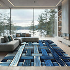 Woven Blue Wood Texture Rug