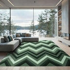 Tonal Green Gradient Chevron Rug