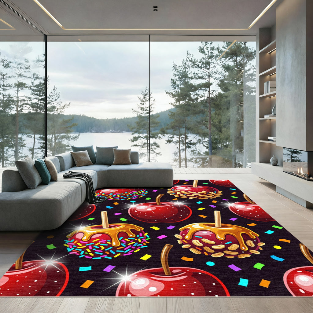 Festive Glazed Candy Apple Confetti Art Rug