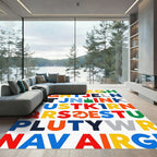Bold Alphabet Collage Colorful Letters Rug