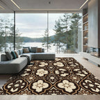 Earthy Brown Geometric Star Arch Rug