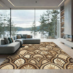 Earthy Brown Art Deco Arch Scallop Rug