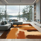 Modern Abstract Earth Tone Brushstroke Rug
