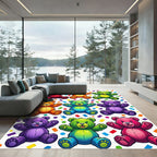 Colorful Rainbow Teddy Bear Confetti Rug