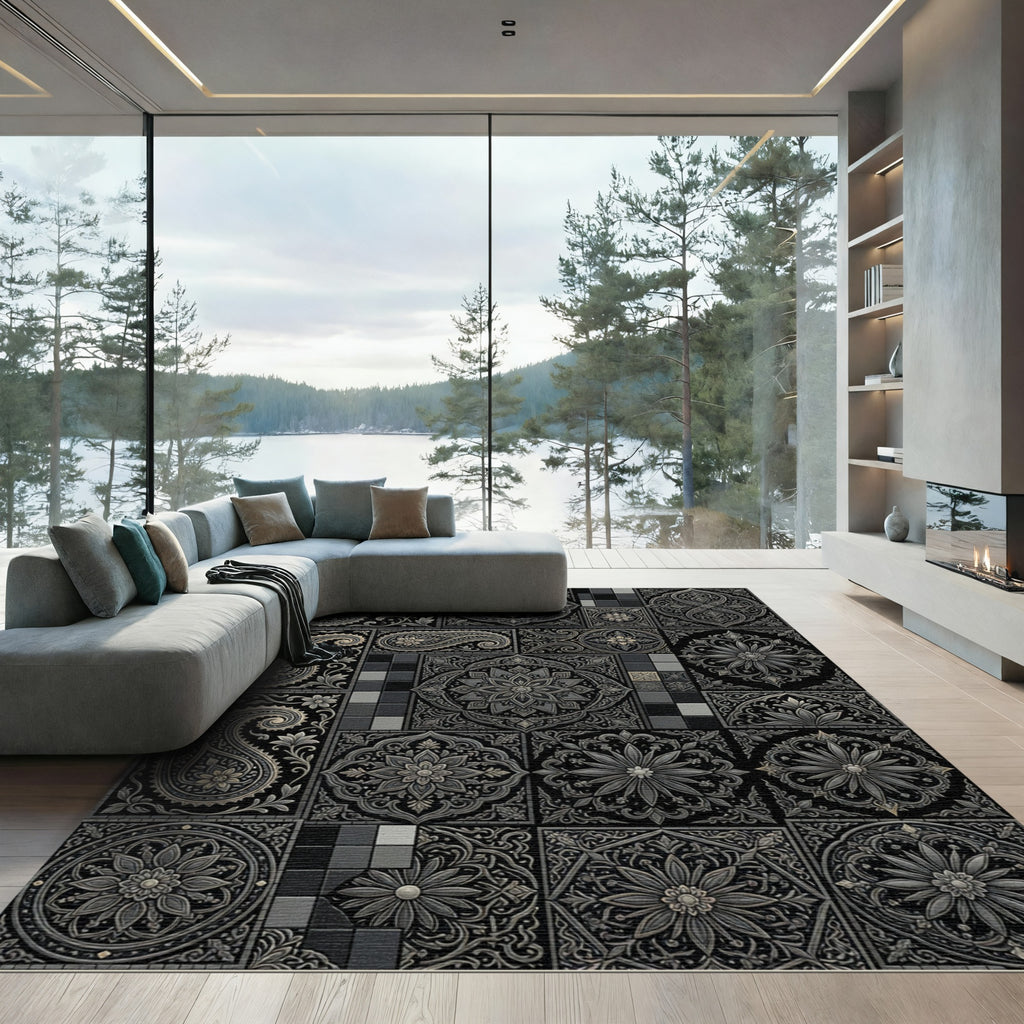 Intricate Paisley Floral Medallion Collage Rug