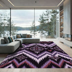 Purple Ikat Chevron Floral Medallion Rug