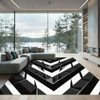 Monochrome Chevron Geometric Abstract Rug