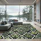 Sage Green Botanical Diamond Lattice Rug