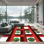 Red Apple Orchard Grid Cover Rug