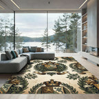 Royal Crest Heraldic Sage Olive Tapestry Rug