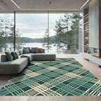 Sage and Cream Interwoven Geometric Lattice Rug
