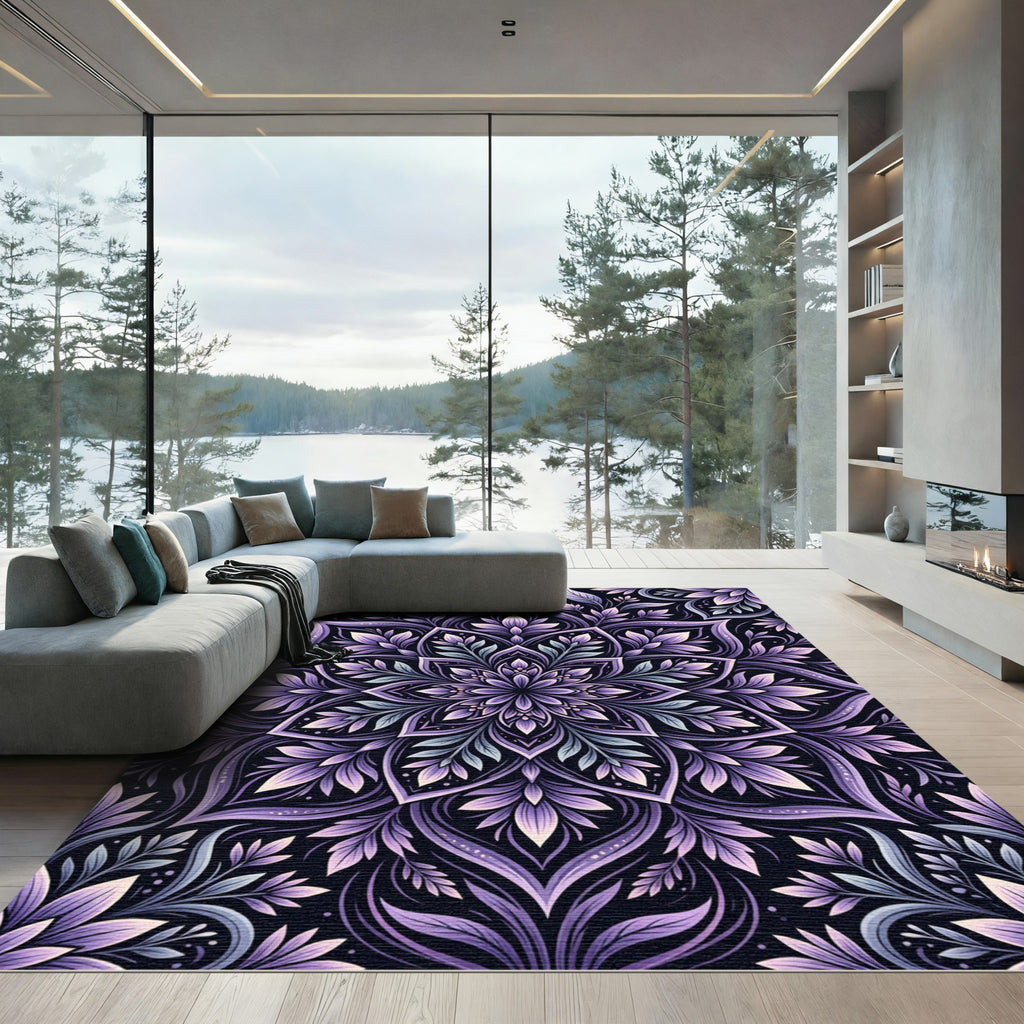 Violet Orchid Mandala floral Rug