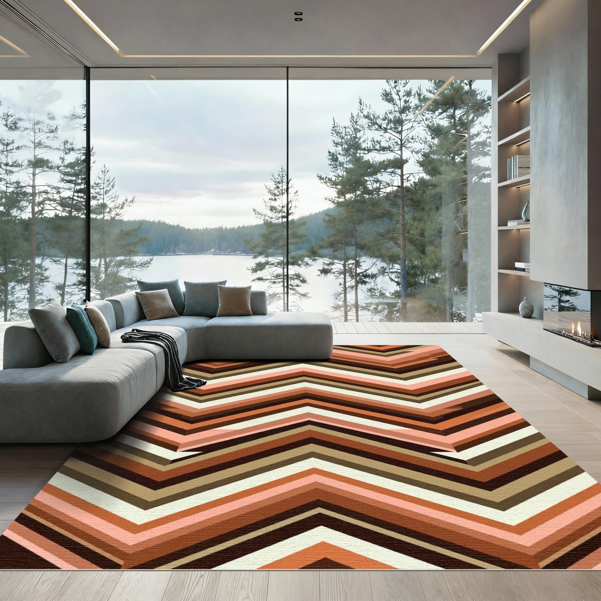 Earthy Chevron Stripes Rug