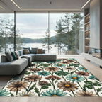 Pastel Botanical Clover and Daisy Meadow Rug
