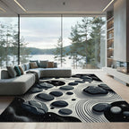 Monochromatic Zen Garden Stones Rug