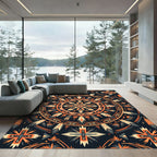 Tribal Feather Mandala Geometric Earthy Rug