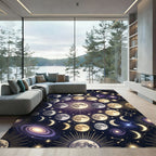 Celestial Moon Phases Spiral Galaxy Rug